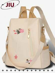 防盗刺绣时尚尼龙双肩包女包,多功能时尚日用包,多口袋轻便旅行包,大容量简约书包,便捷书包,适合学生、护士、教师、商务人士、旅行度假、商务出行、日常通勤、购物、办公、约会、徒步、训练、工作、生日礼物、节日礼物、背包 - 彩色 - 查看 15