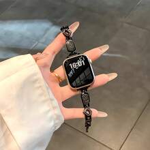 适用于 38mm/40mm/41mm/42mm/44mm/45mm/49mm 的闪亮金属表带，奢华独特的女士珠宝替换表带，适用于 Series 11/10/9/8/7/6/4/3/2/1 SE Ultra，长度可调节 - 彩色 - 查看 2