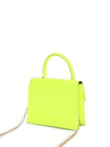 1个女童镜面亮面漆皮时尚链条手提包单肩包斜挎包零钱包，简约优雅，适合各种场合，精美礼品 - 彩色 - 查看 9