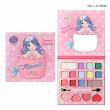 Conjunto de maquillaje con paleta de coloretes, iluminador y sombras de ojos con diseño de niña princesa de dibujos animados, con perlas y acabado mate en colores multicolor - LK29696 - Ver 7