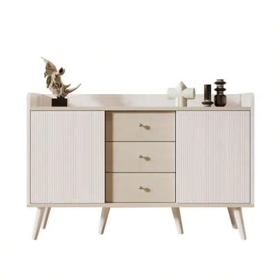 Sideboard Mit Drei Schubladen, Exquisite Maserung. Sideboard Für Schlafzimmer Und Wohnzimmer, Moderne Holzfarbe-Sideboard Mit Stauraumregalen. H80/L117.5/D40 Cm