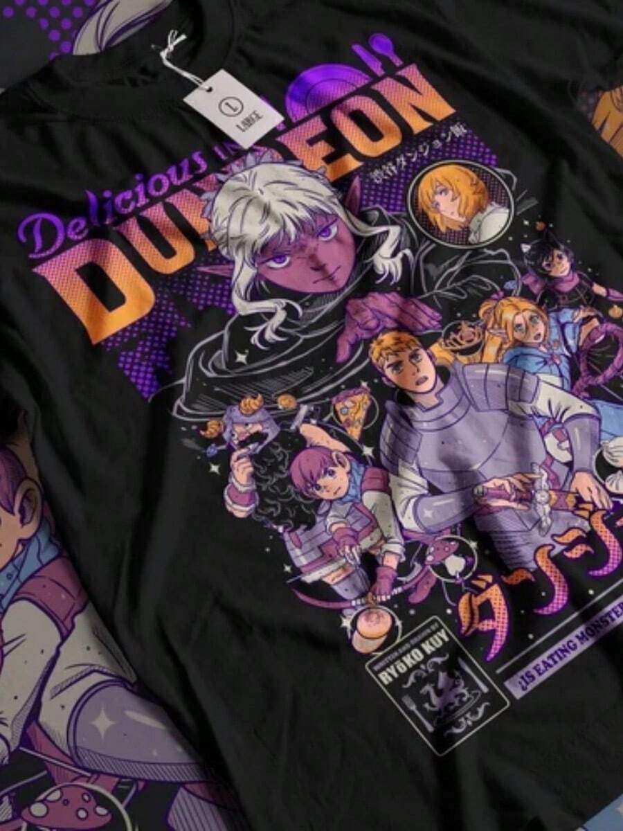 Senshi-Shirt Senshi Food Delicious In Dungeon Shirt All Size (4) - 黑色 - 查看 1