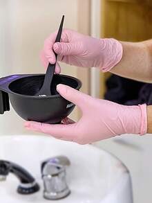 Disposable Pink Nitrile Gloves, Latex-Free, Waterproof Anti-Static Multi-Purpose Gloves, Suitable For Hair Dyeing, Beauty Salon, Cooking, Painting, Arts And Crafts, Household Cleaning, Kitchen, Bathroom, Home And General Household Use (Bagged) - Pink - View 10