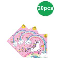 10pcs Unicorn Birthday Party Decorations, Disposable Rainbow Unicorn Plates, Napkins, Cups And Cutlery Set, Suitable For Women's Unicorn Theme Birthday Party, Home Party, Friends Gathering, Summer Outdoor Party - Multicolor - View 8