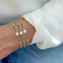 Aventurine Pearl Beaded Stackable Bracelet For Women3PCS/Set Stack Green Beads Bracelet Charm Jewelry Gifts Friendship - As Pic - View 4