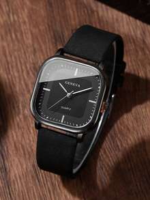 3pcs/Set Retro Minimalist Men's Wrist Watch Set, Featuring Square Dial Design With Blue, Brown And Black Interchangeable Straps. The Elegant Design Makes It Suitable For Daily Commute, Casual Outings And Other Occasions.