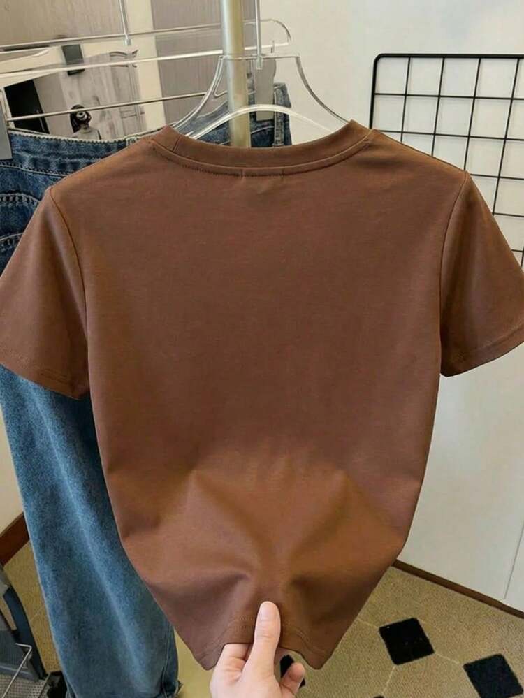 Conjunto de camiseta de manga corta para mujer de 5 piezas, diseño sencillo y moderno, adecuado para uso diario y citas durante todo el año. - 5 piezas multicolor 19 - Añade 6
