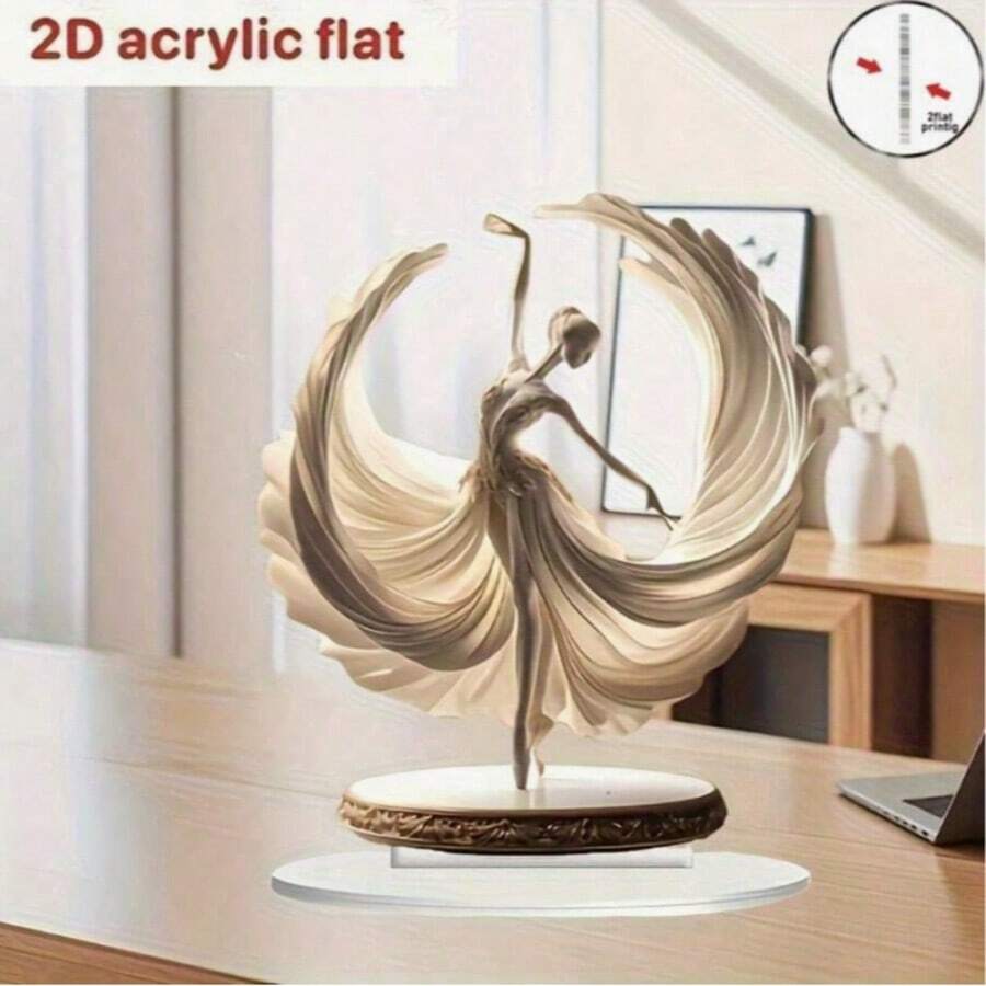 1 pièce Pièce décorative acrylique 2D, sculpture classique de danseuse de ballet en cristal, figurine de danse élégante, cadeau tactile, décoration de bureau/maison polyvalente, convient pour la Saint-Valentin, sculpture plate 2D, décoration de bureau, sculpture élégante, affichage artistique, acrylique de haute qualité, sculpture plate, plaque décorative, cadeau d'achat, décoration d'intérieur