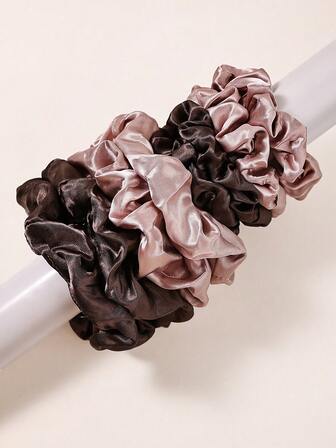 8 st enfärgade minimalistiska mjuka satinhårsnoddar med hög elasticitet, lämpliga för kvinnors vardagliga och formella tillfällen