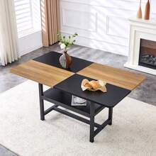 Rectangular Dining Table In Industrial Design, 160x90x76 Cm, For 4-6 People, Brown/Black, With Multifunctional Storage Shelf, For Living Room, Kitchen & Dining Area. - Black - View 3