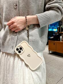1个大波浪多巴胺心形+心形腕带手机壳，兼容 17 Pro Max/红米Note 14 4G/三星Galaxy A56/Infinix Hot 30/摩托罗拉Moto E30/Smart 7、Smart 8/荣耀X7、X8、X8A、X8B、X8C - 白色 - 查看 3