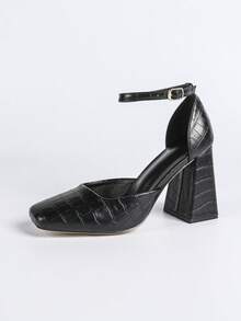 Women's Casual Flat Hollow-Out Fashion High Heel Pumps - Black - View 8