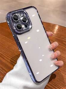 Luxury Sparkling Rhinestone Lens Protection Coated Anti-Drop Phone Case With Glitter Makeup Mirror Stand, Compatible With IPhone 17 Pro Max, 17 Pro, 17, 16 Pro Max, 15, 14 Plus, 13, 12 Pro Max, 11, 17 Air, High-Quality Shockproof Protective Cover - Blue - View 5