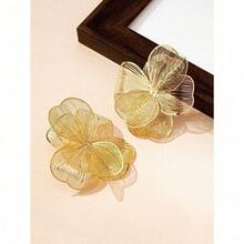 1 Pair Women's Vintage Elegant Metallic Gold Textured Floral Pendant Earrings - 黃金-1 - 查看 6