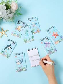 8pcs Mini Ocean Animal Spiral Notebooks, Cartoon Sea Creature Memo Pads, Tear-Off Notepads, Portable Pocket Mini Notebooks, Birthday Party Small Gifts, Ocean Theme Party Favors, Baby Shower Decorations, Gender Reveal Party Supplies, Birthday Gifts, Suitable For Daily Use, Student Gifts, Back To School Prizes, Party Favors, Underwater Party Supplies, Party Giveaways - Marine Animals - View 3