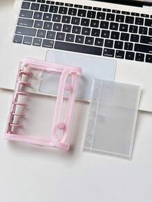 1个A7透明活页夹，3D浮雕贴纸簿，贴纸相册，双环软皮封面计划本，带透明内页，K-Pop照片相册，大容量便携式活页笔记本，日记本，计划本，剪贴簿，记事本，适合学校和办公室使用 - 彩色 - 查看 11