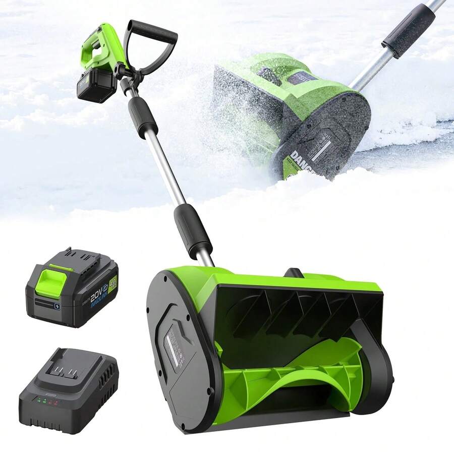 12-Inch Cordless Snow Shovel With Steering Wheel & Adjustable Front Handle - Rechargeable Electric Snow Shovel For Home, Driveway & Walkway - Maneuverable Lightweight Snow Removal Machine With Dual Handles For Easy Control - 1 - 查看 1