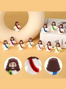 10PCS Little Jesus Figures, Mini Jesus Figurines In Bulk, Multicolor Tiny Jesus Figures, Jesus Loves You Figures, Mini Jesus Figurines In Bulk,Little Jesus - 彩色 - 查看 4