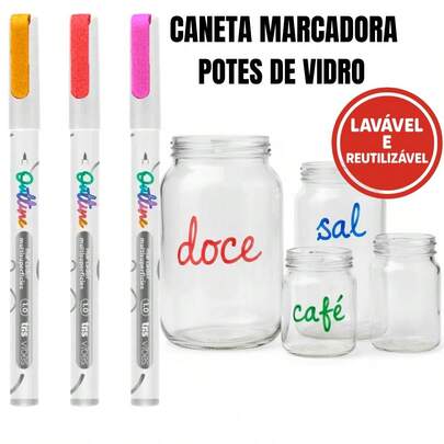 Caneta Marcadora de Copo de Vinho para Escrever DIY em Superfícies de Vidro, Cerâmica e Lisas, Apagável