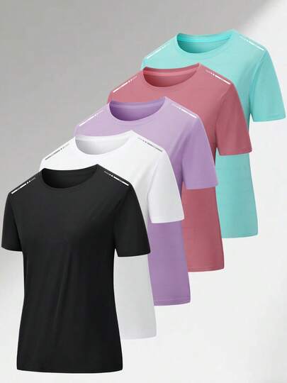 Women's Lightweight Breathable Short Sleeve T-Shirt, Comfortable Yoga Activewear, Versatile For Hiking, Daily Workout, Camping, Outdoor Sports, Moisture-Wicking Quick-Dry Fitness Tee Black