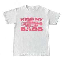 Kiss My Bass Vintage Style Fishing-Shirt, Graphic Shirt Pink Design Limited Edition Menswear Birthday Day Menswear Birthdaymen Gifts,Graphic Tees - Áo thun-9 - Xem 2