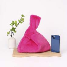 Fashionable Plush Fuchsia Minimalist Lightweight Cloud Wristlet Clutch Bag, Classic Versatile For Party