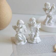 1件/4件/8件套迷你树脂天使雕像摆件及迷你罗马柱，可爱天使雕塑音乐盒，适合摆放在书架、办公桌、卧室，是节日礼物、宗教家居装饰、洗礼婚礼祭坛布置、圣诞天使礼物的完美之选。 - 彩色 - 查看 4