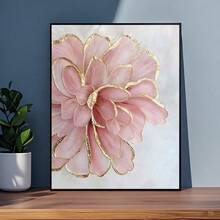 1 Set 5D DIY Diamond Painting - "Delicate Soft Floral: Pink Tone Flowers, Golden Textured Edges" - Large Size Frameless Mosaic Full Drill Round Acrylic Diamond Painting DIY Kit, Suitable For Home And Office Desktop Decor - Multicolor - View 14