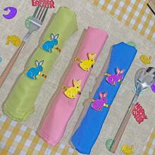 10pcs Easter Holiday Napkin Ring Set, Dining Table Decor For Easter Hotel Restaurant, Home Party Atmosphere Decoration - Multicolor - View 7
