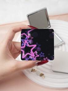 1pc Y2K Millennium Series Compact Folding Makeup Mirror, Lightweight, Ultra-Thin, PU Leather, Suitable For Various Occasions: Travel, Gatherings, Work, School, Suitable For All Ages - Multicolor - View 9