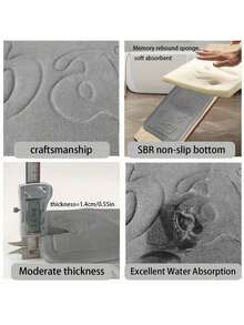 1pc Bathroom Memory Foam Flannel Bath Mat, Non-Slip Absorbent Bathroom Rug - Sky Blue - View 7