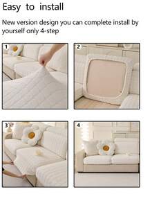 1 pièce Housse de canapé en peluche épaisse et extensible, protecteur de siège de canapé antidérapant et couvrant entièrement, convenant à toutes les saisons, lavable en machine, anti-poussière, adapté aux animaux de compagnie, couverture décorative de canapé pour chambre à coucher, bureau, salon, convenant pour 1/2/3/4 places et canapé d'angle - Blanc - Voir 11