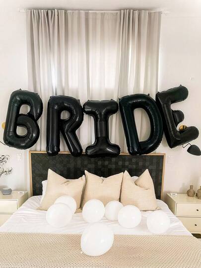 5pcs/Set 40-Inch Giant BRIDE Foil Balloons, White/Pink/Black BRIDE Foil Balloon Banner, For Engagement, Bridal Shower Decor, Bachelorette Party, Bridal Shower Gift, Bride To Be Party, Wedding