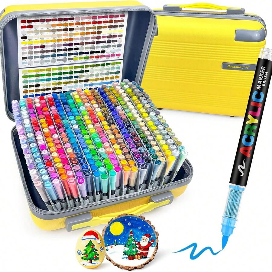 GuangNa 360 Colors Acrylic Soft Tip Markers | Quick-Drying Ink, Vibrant Colors, Suitable For Paper, Ceramic, Canvas And More | Ideal Choice For Professional Artistic Creation - Multicolor - View 1