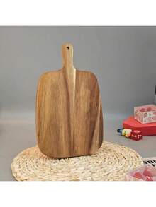 1pc Wooden Cutting Board With Handle - Chopping Board, Dining Plate, Cheese Board, Fruit Plate, Steak Plate And Storage Tray - Multicolor - View 5
