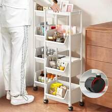 3-Tier/4-Tier/5-Tier Rolling Storage Cart With Adjustable Shelves & Easy-Glide Wheels - Heavy-Duty Plastic Multi-Tier Organizer Trolley, Space-Saving Cart Suitable For Office, Kitchen, Bathroom, Bedroom - No Metal Parts, Easy Assembly, Standing Shelf