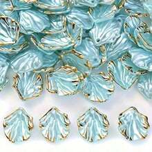 50pcs 20mm White & Golden Shell-Shaped Acrylic Beads With Creamy Petal Design - Glossy Craft Beads For DIY Jewelry Making, Phone Case Decoration, Home Decor - Màu xanh da trời - Xem 6