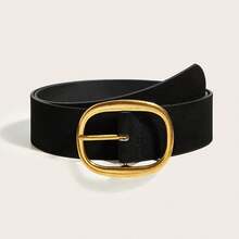 1条棕色麂皮搭扣简约时尚百搭装饰腰带，适合搭配牛仔裤、裙子、休闲装、日常穿搭 - 棕色 - 查看 10