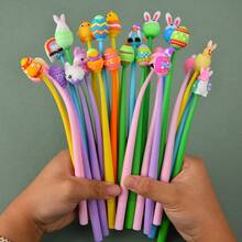 8支/24支装复活节卡通兔子摇摇乐圆珠笔，彩虹色创意装饰笔，成人派对用品/办公文具/节日装饰笔，课堂奖励学生黑色墨水笔 - 復活節搖搖筆 - 查看 5