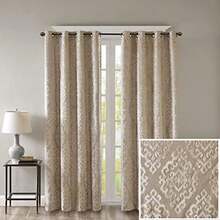 Sun Smart Mirage - Cortina oscurecedora 100% Total para Ventana, Panel de Cortina de Damasco Jacquard de Punto para oscurecer la habitación con Ojales en la Parte Superior, 50 x 108 Pulgadas, Color(127An x 213.4Al cm (1 Paneles) Champán) - Multicolor - Ver 1