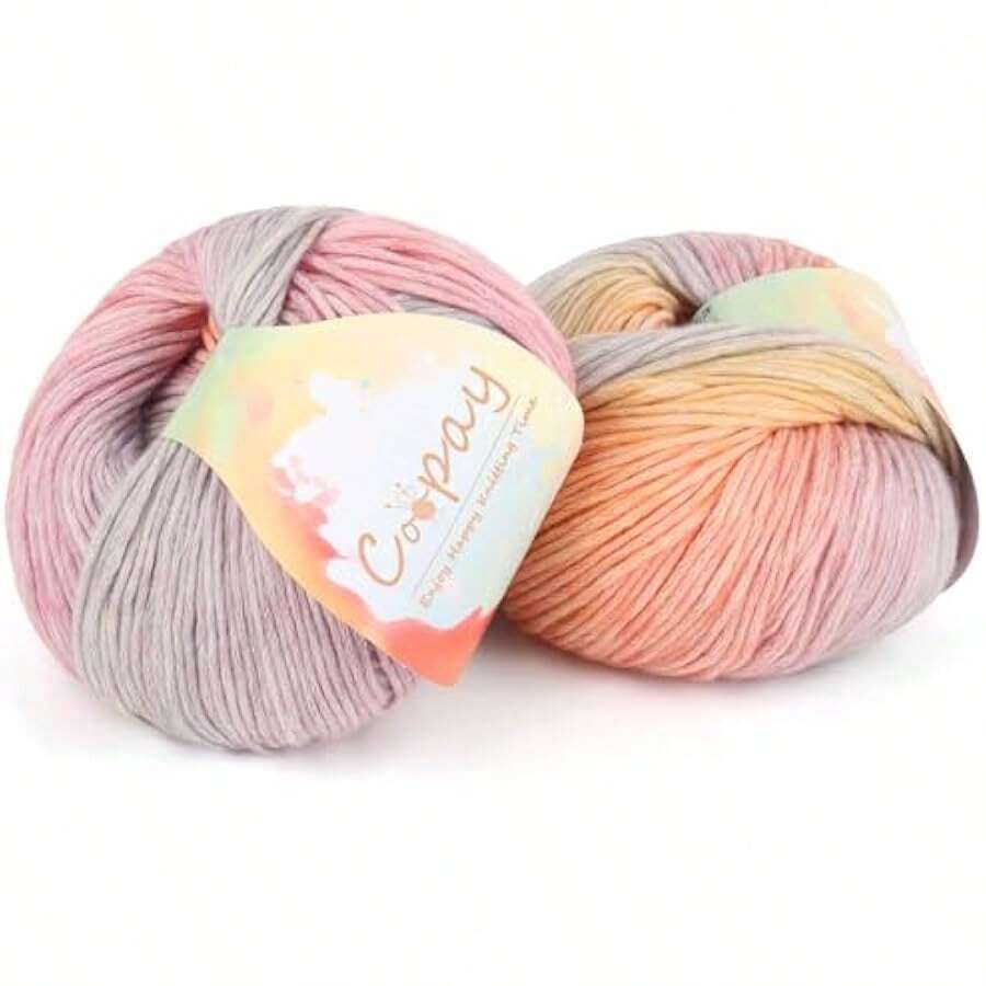 Yarn For Crocheting Knitting, Gradient Cake Yarns, 2 * 3.53oz - 240yds - 50% Cotton 50% Acrylic Ombre Yarns, Crochet Yarn For Blankets, Shawls, Scarves (102 Rainbow) Local Shipping - 105個多彩的夢 - 查看 1
