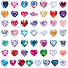 50pcs Exquisite High-Quality Sparkling Heart-Shaped Crystal Decorative Stickers For Stationery, Glassware, Envelopes - Multicolor - View 5