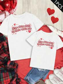T-shirts assortis avec imprimé cœur, matière premium, coupe confortable, respirants, style décontracté, design graphique - FemmeBlanc-1PC - Voir 2