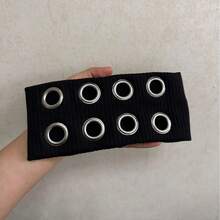 1-Piece Elegant Women's Headscarf Set, Metal Ring Knitted Elastic Sweat-Wicking Sports Hair Accessory - 黑色 - 查看 4
