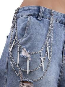 1 chiếc dây xích quần dài kiểu cổ điển, thích hợp phối cùng quần jeans, quần tây, dây xích kim loại nhiều lớp, phù hợp với phong cách đường phố, dự tiệc và hip-hop. - Nhiều màu - Xem 3