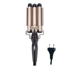 1pc 22mm 25mm Wavy Curling Iron, 3-Barrel Crimping Waver, Big Wave Curler, Slouchy Corn Curly Hair Styling Tool - Champagne - View 11
