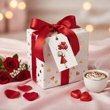 48pcs Valentine's Day Gift Tags With Jute Twine | Cute Cartoon Girl With Balloons, Perfect For Valentine's Day, Anniversary, Wedding And Various Love Celebration Events - Multicolor - View 4