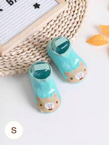 1 Pair Cute Cartoon Pattern Anti-Slip Dot Toddler Socks, Stay-On Design, Protect Feet, Suitable For Crawling Suits, With Elastic Band