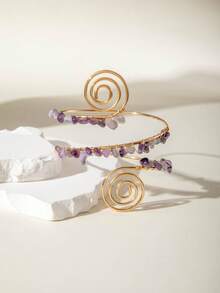 imoli 1件时尚几何金属螺旋对称手工缠绕宝石臂链手链，珠宝礼品，适合女性海滩度假 - 25252-1-G-EP - 查看 10