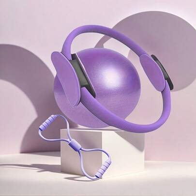 1 Set/3 Pezzi Set Pilates, Incluso Un Anello Pilates, Una Palla Da Yoga E Una Fascia Elastica, Progettato Appositamente Per Le Donne, Con Una Varietà Di Colori Disponibili, Come Blu, Rosa E Viola. Questo Set Pilates Essenziale È Molto Adatto Per Gli Allenamenti Domestici E La Riabilitazione.